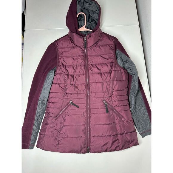 Bonita Women’s 2 in 1 Puffer Vest Fleece Full Zip Jacket Purple Size 38EU / M US - Picture 4 of 12